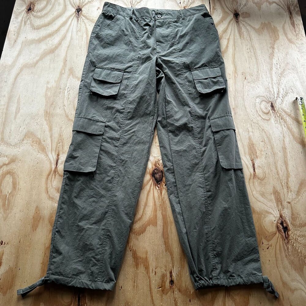 Honey Peach Agave Green Cargo Parachute Pants - Large
